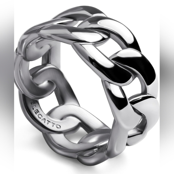 elegatto Jewelry - Elegatto Silver Cuban Link Chain Ring Size 10 Gift Box Included